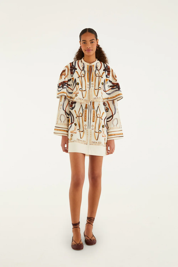 Equestrian Scarf Winter White Mini Cape Dress