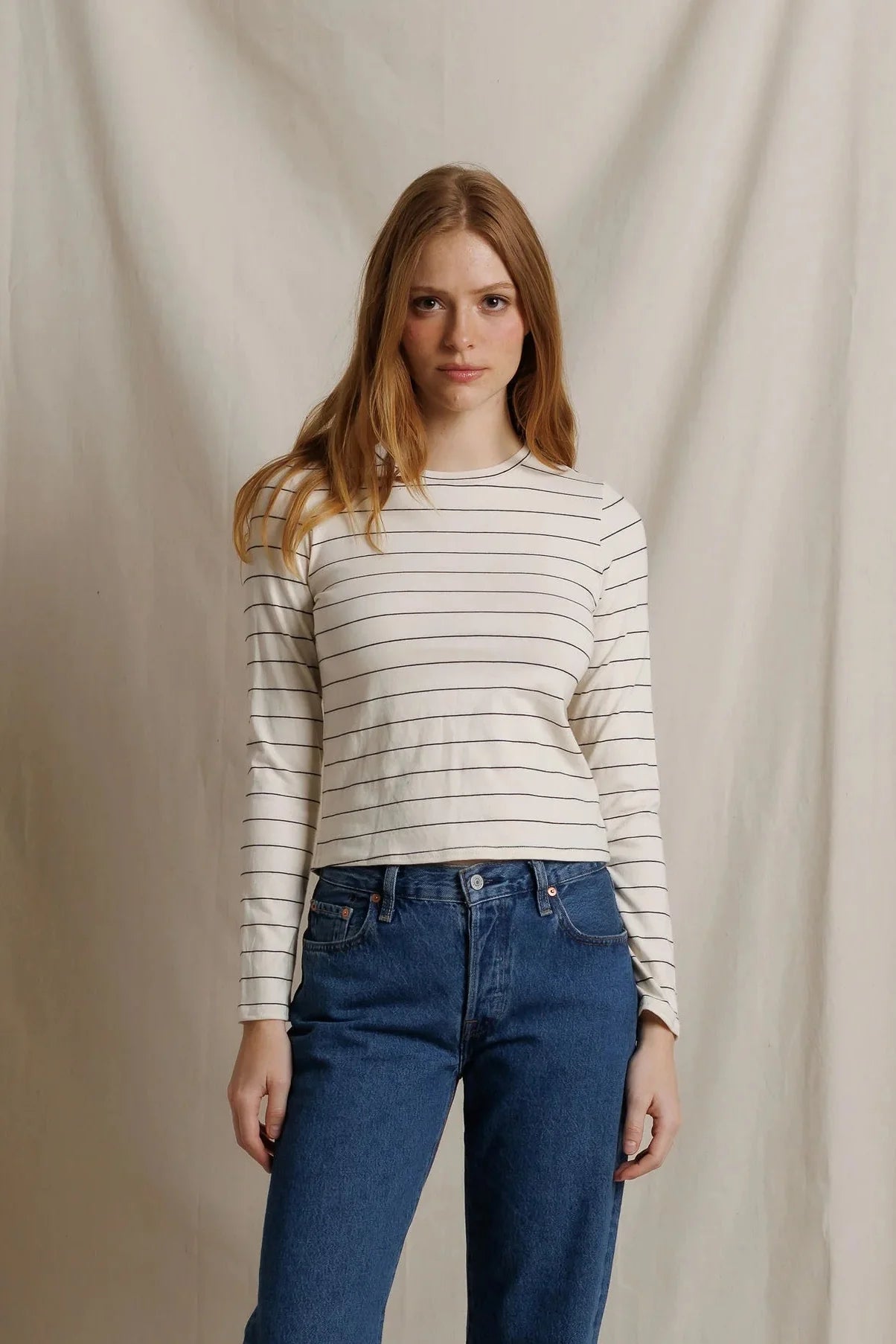 Jamie Cotton Stripe Crewneck Long Sleeve Tee
