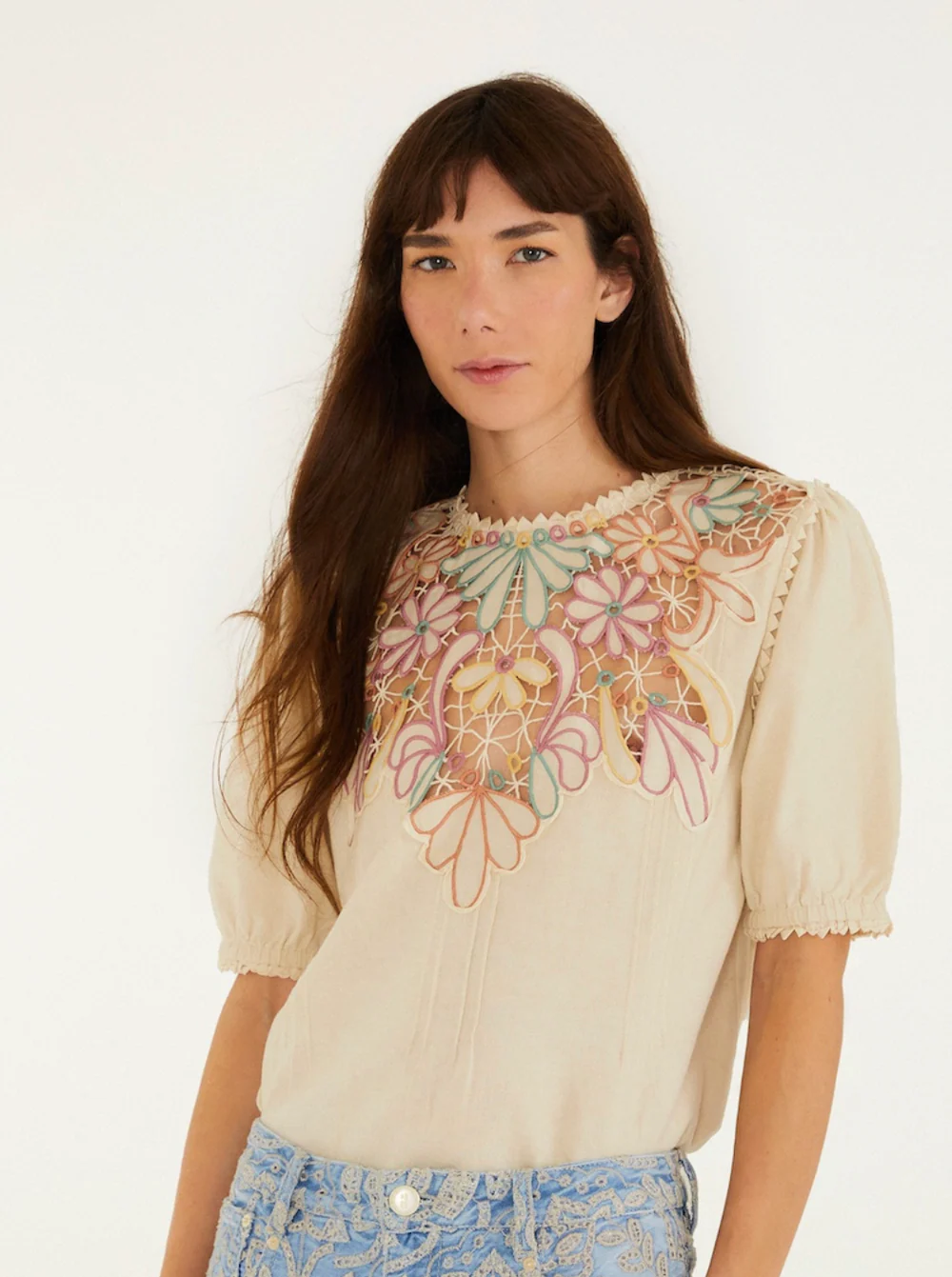embroidered beige dress Women's Floral Linen Maxi Dress - Beige Large/Extra Large | Women's Online Boutique | Boho Chic Style main image 0