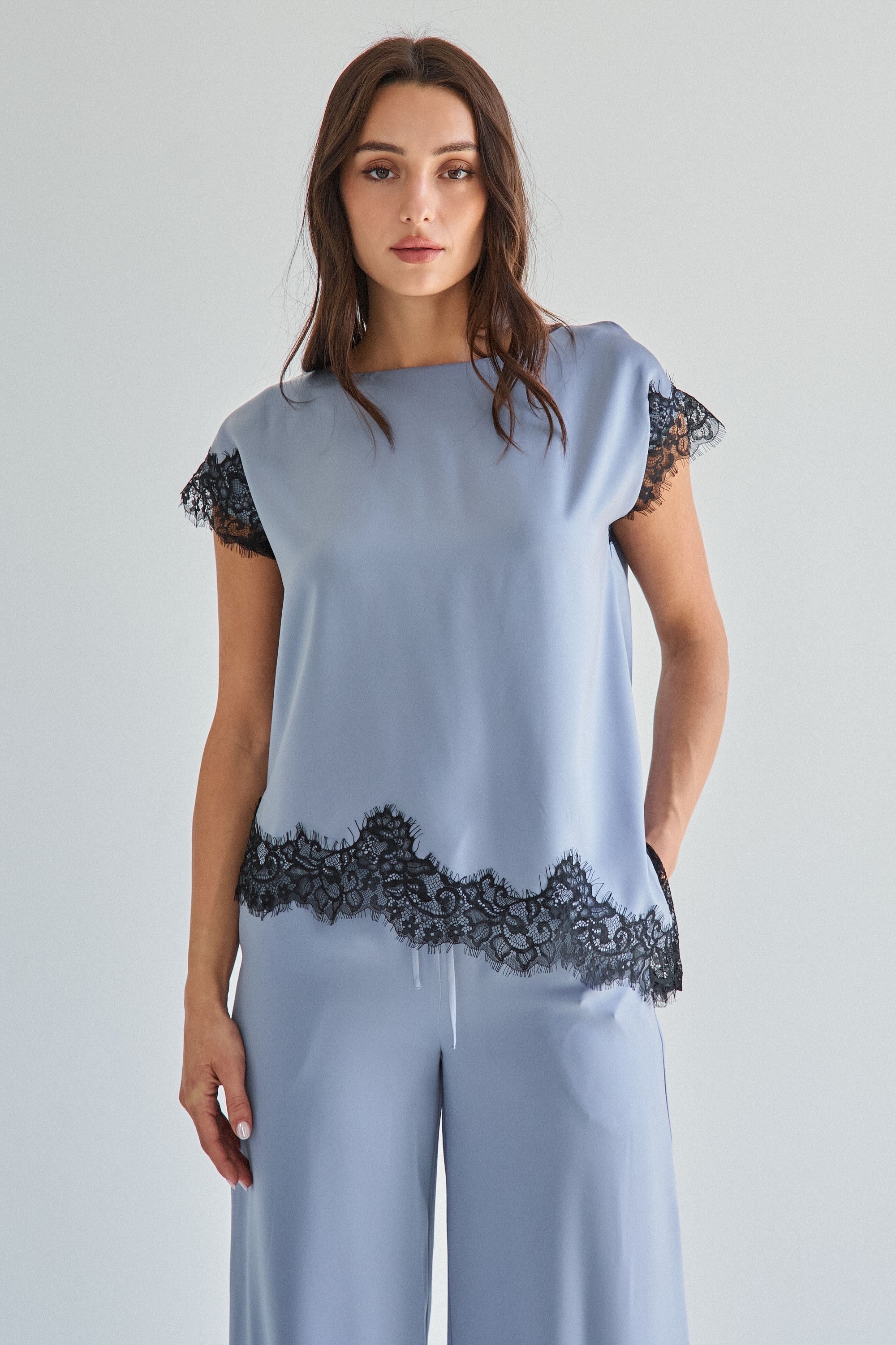 Estelle Satin Lace Top & Pants Set
