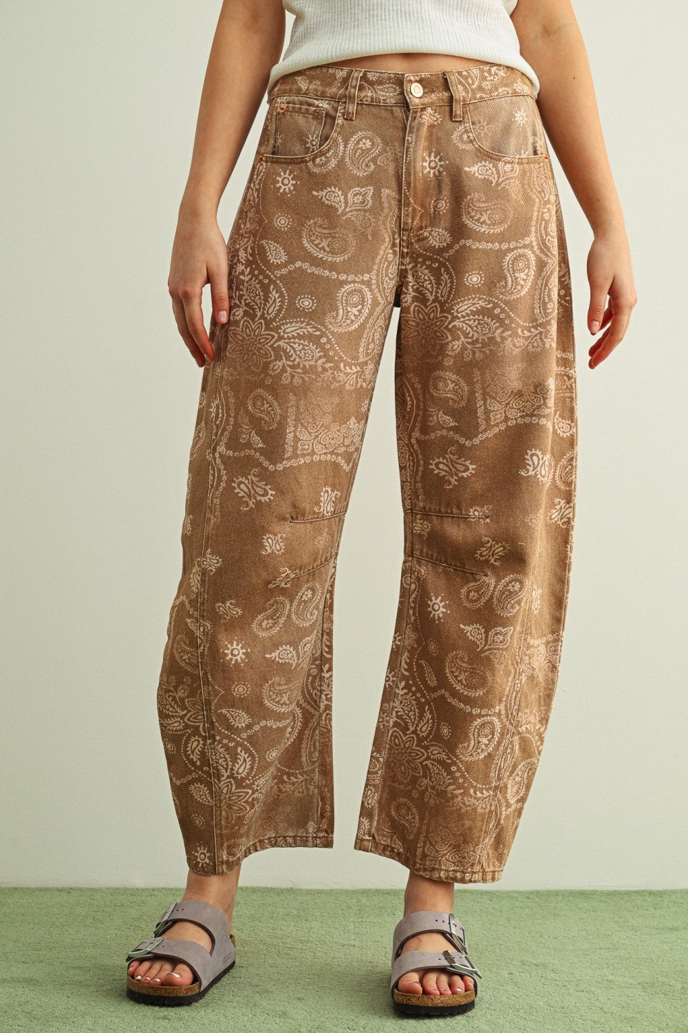 Paisley Print Washed Pants