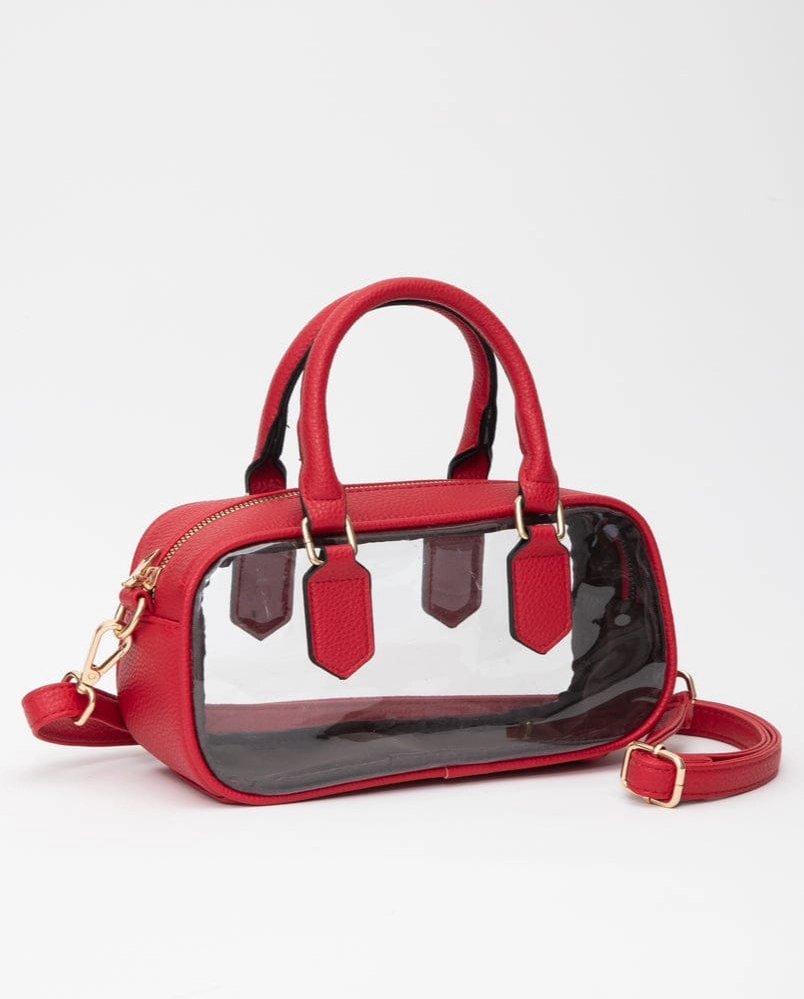 Clear Plastic East-West Top Handle/Crossbody Bag