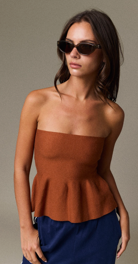 Ellie Strapless Knit Peplum Top